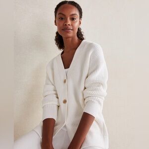 NWOT Haven Well Within Organic Cotton Shaker Stitch Button-up Ivory Cardigan Med